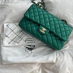 Chanel Emerald Quilted Shoulder Bag
